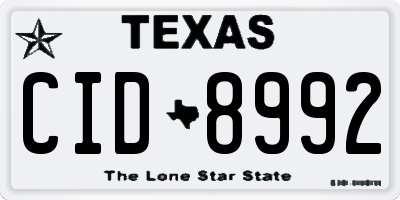 TX license plate CID8992