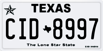 TX license plate CID8997
