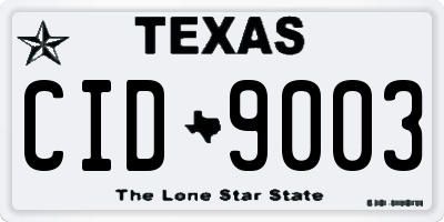 TX license plate CID9003