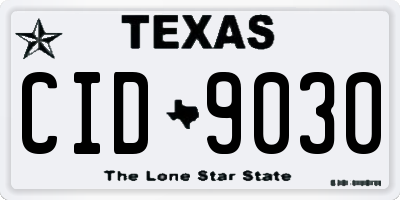 TX license plate CID9030