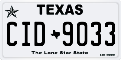 TX license plate CID9033