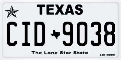 TX license plate CID9038