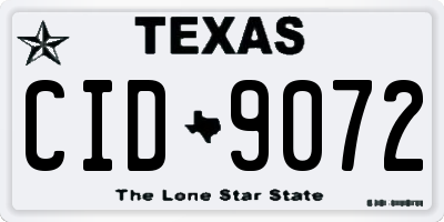 TX license plate CID9072