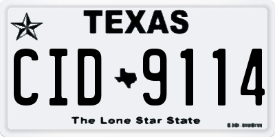 TX license plate CID9114
