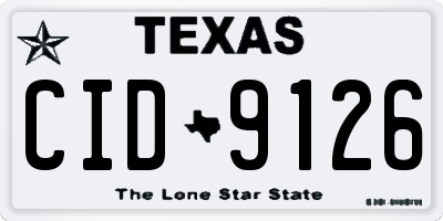 TX license plate CID9126