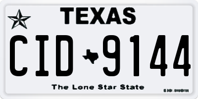 TX license plate CID9144