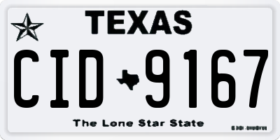 TX license plate CID9167