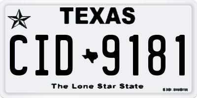 TX license plate CID9181