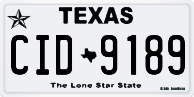 TX license plate CID9189