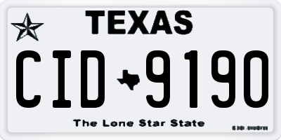 TX license plate CID9190
