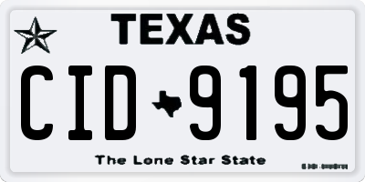 TX license plate CID9195