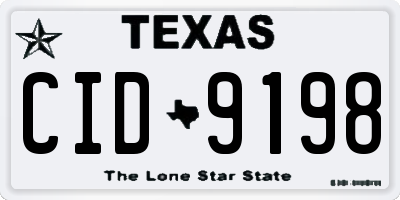TX license plate CID9198
