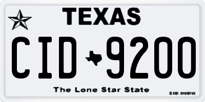 TX license plate CID9200