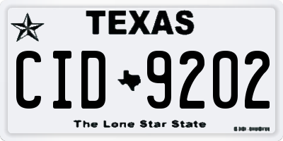 TX license plate CID9202