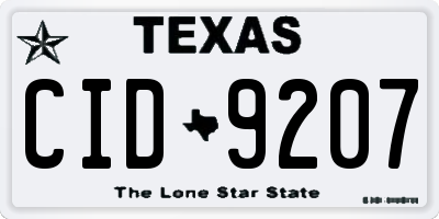 TX license plate CID9207