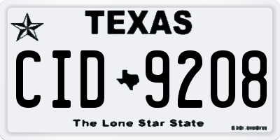 TX license plate CID9208