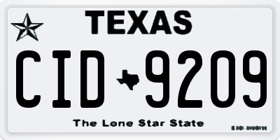 TX license plate CID9209