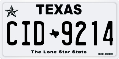 TX license plate CID9214