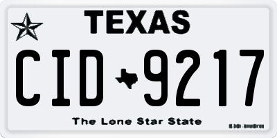 TX license plate CID9217