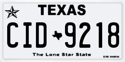 TX license plate CID9218