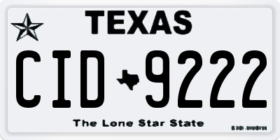 TX license plate CID9222