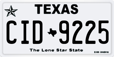 TX license plate CID9225