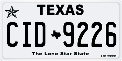 TX license plate CID9226