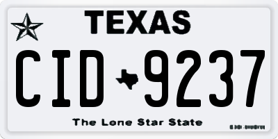 TX license plate CID9237