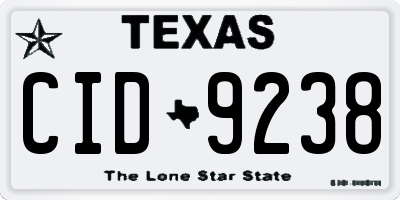 TX license plate CID9238