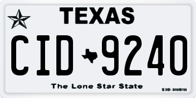 TX license plate CID9240