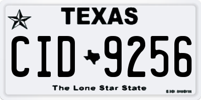 TX license plate CID9256