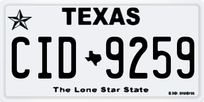 TX license plate CID9259