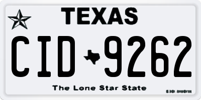 TX license plate CID9262
