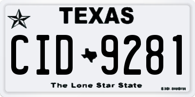 TX license plate CID9281