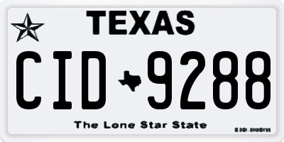 TX license plate CID9288