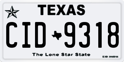 TX license plate CID9318