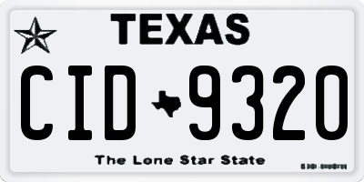 TX license plate CID9320