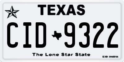 TX license plate CID9322