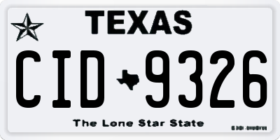 TX license plate CID9326