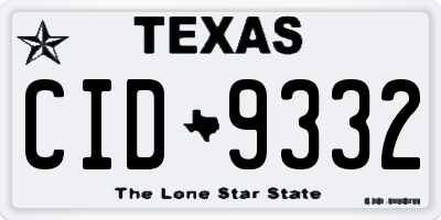 TX license plate CID9332