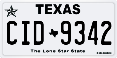 TX license plate CID9342