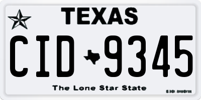 TX license plate CID9345