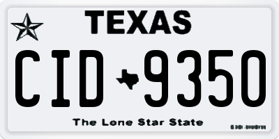 TX license plate CID9350