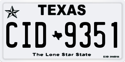 TX license plate CID9351