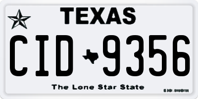 TX license plate CID9356