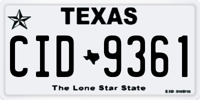 TX license plate CID9361