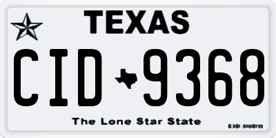 TX license plate CID9368