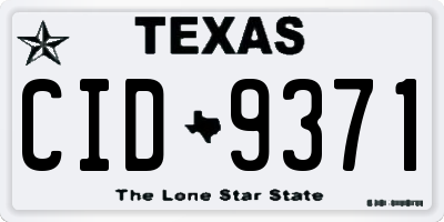 TX license plate CID9371
