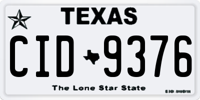 TX license plate CID9376