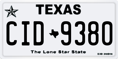 TX license plate CID9380